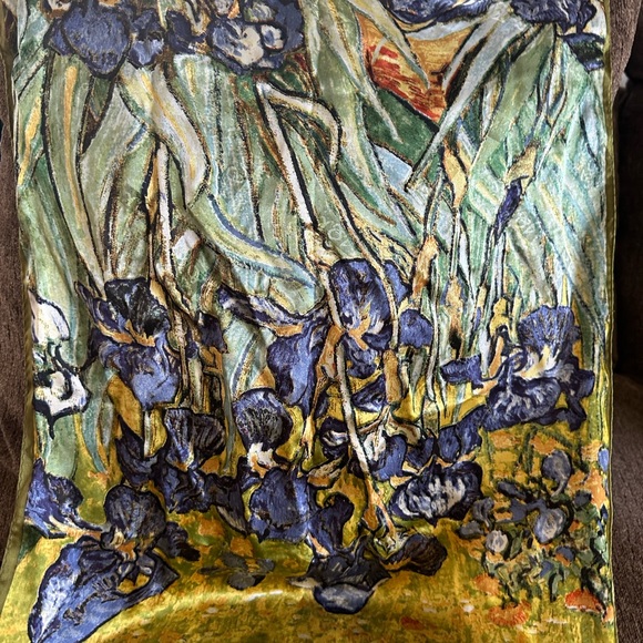 Luxury Long 💜 Vincent Van Gogh “The Irises” 100% Silk Scarf - Picture 5 of 5